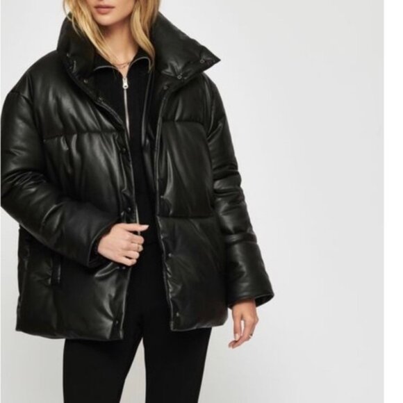 Soho Faux Leather City PufferCoat oversize crop black size small - Picture 4 of 11